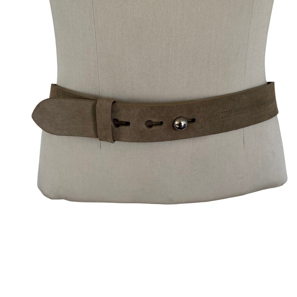 Greige Genuine Suede Leather Belt Sz 95 L Minimalist Capsule Wardrobe Preppy